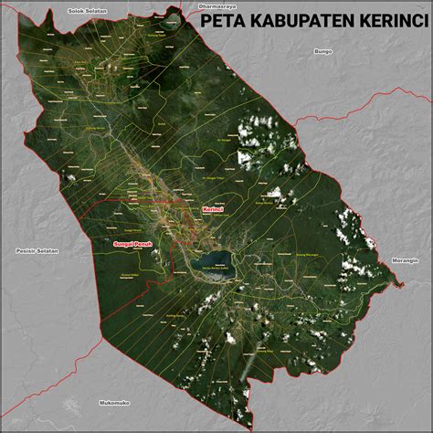 Peta Kabupaten Kerinci Satelit Kecamatan Dan Kelurahan