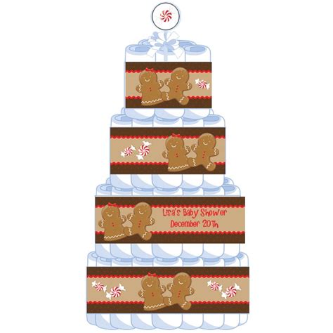 Gingerbread Christmas Diaper Cake 4 Tier Baby Diaper Cake