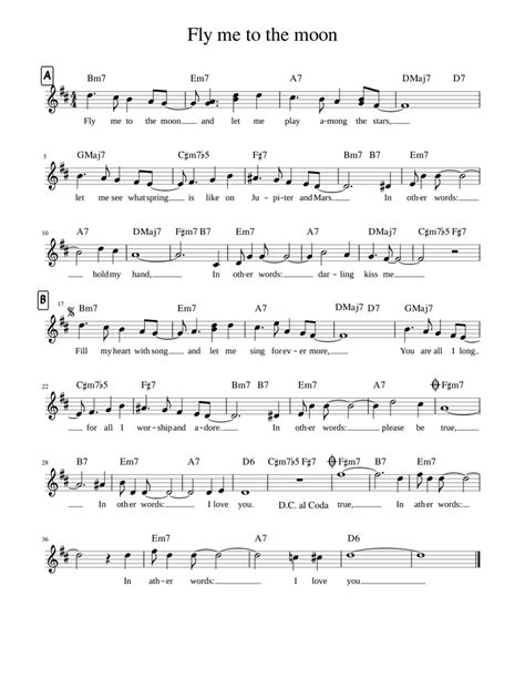 Fly me to the moon frank sinatra Sheet music for Trumpet in b-flat ...