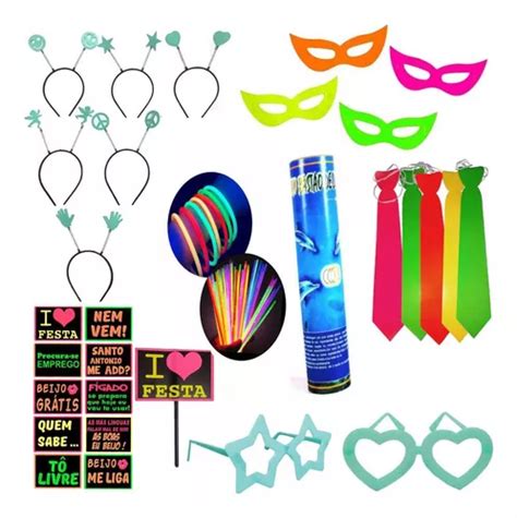 Kit Festa Neon Adere O Brilha Luz Negra Itens Balada Mercadolivre