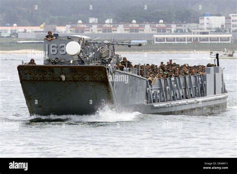 Us Navy Landing Craft Utility Lcu 1631 Carries Us Marines To The Wasp Class Amphibious