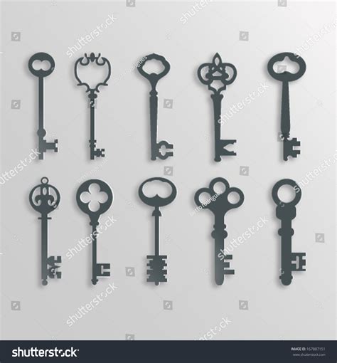 Old Keys Silhouettes Set Vector Version Stock Vector Royalty Free