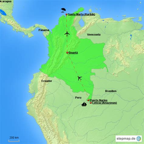 Stepmap Kolumbien Landkarte Für Südamerika