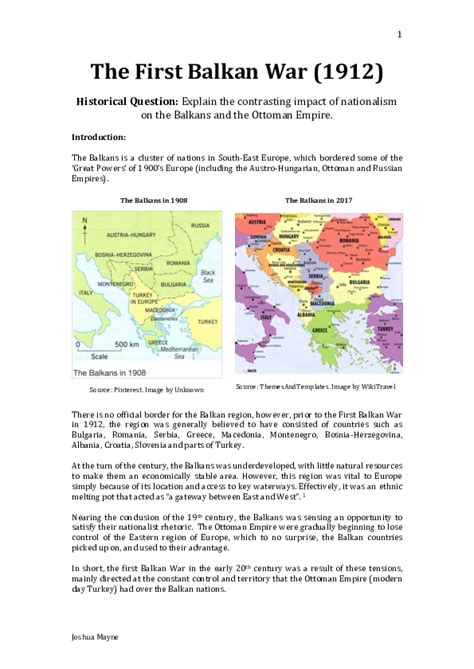 (DOC) The First Balkan War (1912) Historical Question: Explain the ...