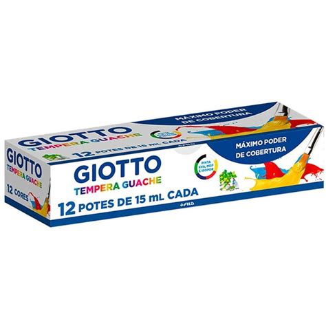 Tinta Guache 12 Cores 15ml 017 000 Giotto CX 1 UN Escolar