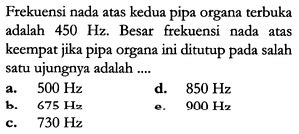 Frekuensi Nada Atas Kedua Pipa Organa Terbuka Adalah