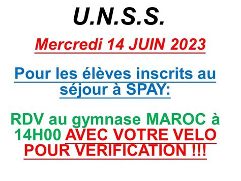 RDV UNSS Collège Pierre Gilles de Gennes