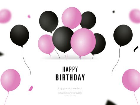 Happy birthday background with black and pink balloons by sara on Dribbble