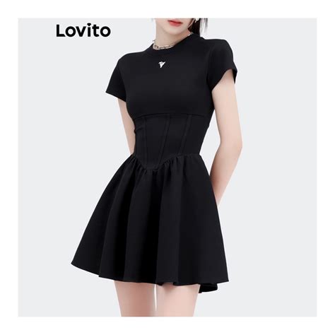 Lovito Casual Plain Structure Line Basic Dress For Women L58AD143