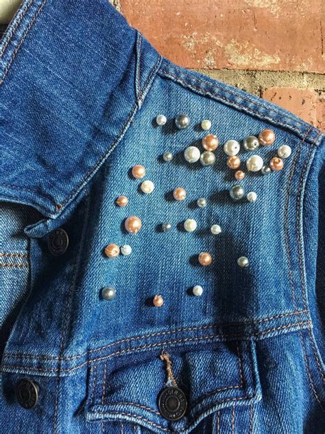 Diy Pearl Embellished Denim Embellished Denim Jacket Embellished Denim