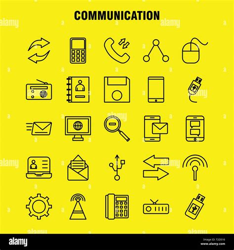 Communication Line Icons Set For Infographics Mobile Ux Ui Kit And