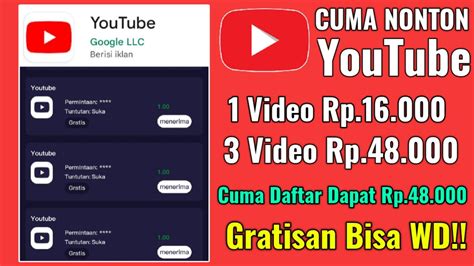 BARU RILIS CUMA NONTON YOUTUBE DIBAYAR 48 000 BISA DITARIK GRATIS