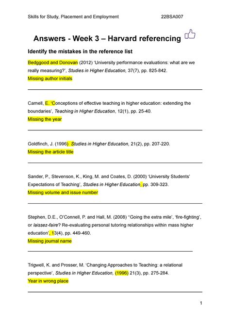 Week 3 Worksheet Harvard Referencing Model Answer Answers Week