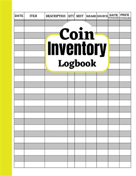 Coin Inventory Log Book Hobbyist Or Professional Collectors Coin