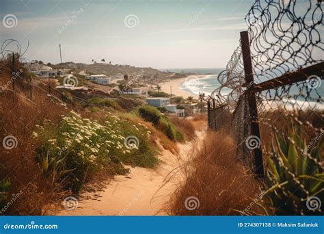 Border in Mexico and USA. US-Mexican Border Fence in Arizona, USA ...