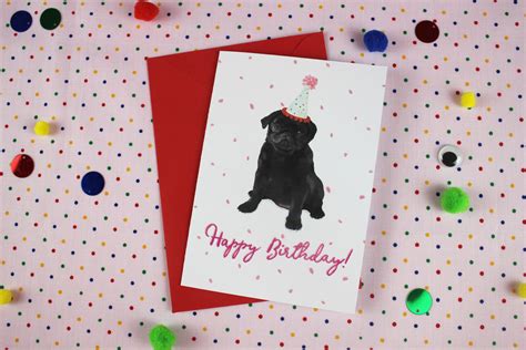 Black Pug Birthday Card by RubyrueStudio on DeviantArt