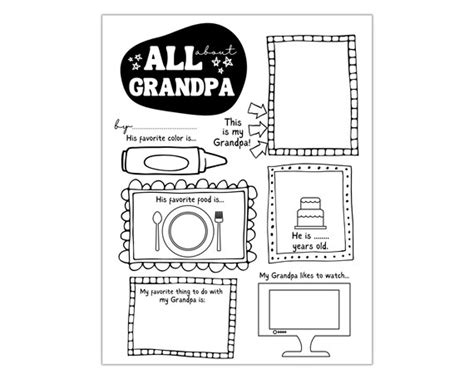 Fathers Day Questionnaire Printable All About Grandpa Etsy