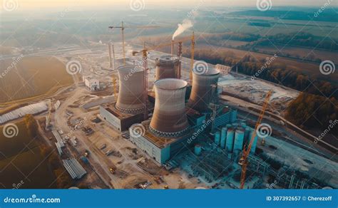 Construction Of A New Nuclear Power Plant In Europe Stock Image Image Of Production Building