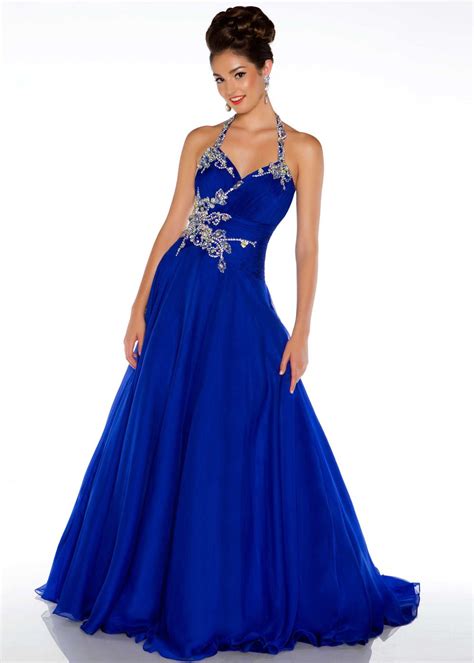 Beautiful Royal Blue Halter Evening Gown Ball Gowns By Mac Duggal