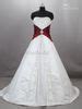 Junoesque Strapless Satin Embroidery Red And White Wedding Dresses