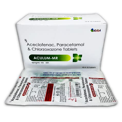 Aceclofenac 100 Paracetamol 325 Chlorazoxazone 250mg Tablet