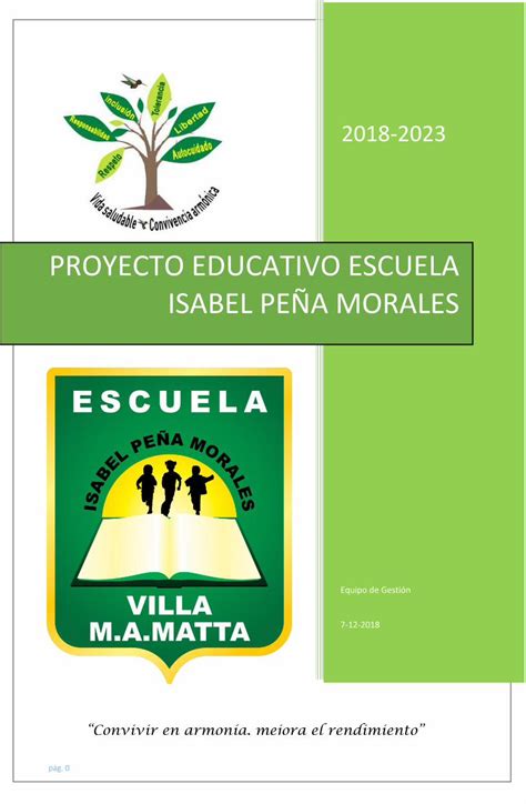 Pdf Proyecto Educativo Escuela Isabel Pe A Morales Cantidad De