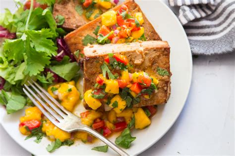 Grilled Tofu With Mango Salsa Connoisseurus Veg