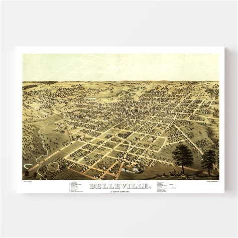 Vintage Map of Belleville, Illinois 1867 by Ted's Vintage Art