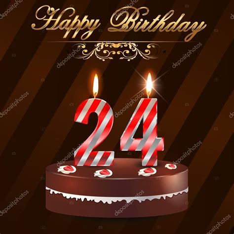 24 year happy birthday hard with cake and candles, 24th birthday - vector EPS10 Stock Vector ...