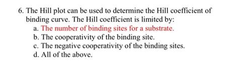 Solved 6. The Hill plot can be used to determine the Hill | Chegg.com