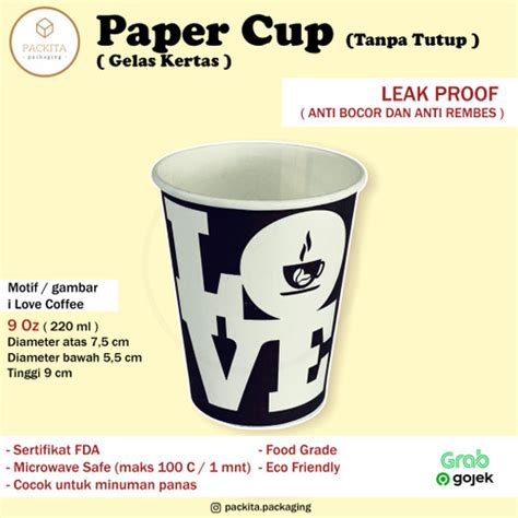 Jual Paper Hot Cup Motif I Love Coffee Oz Ml Jakarta Barat