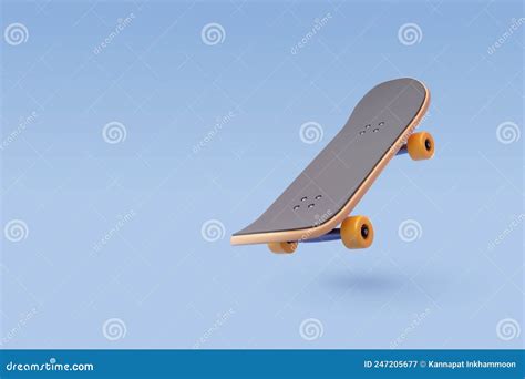 3d Vector Skateboard On Blue Extreme Sport And Recreation Concept