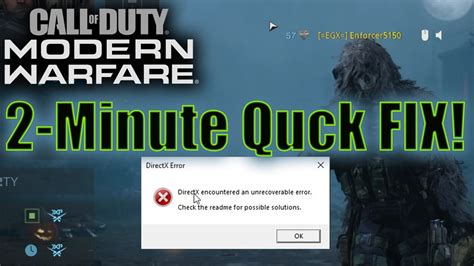 COD Modern Warfare DirectX Crash 2 Minute Quick Fix YouTube