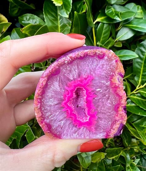 Pink Agate Geode Geode Pink Geode Crystal Brazilian Agate - Etsy