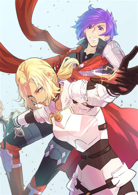 Safebooru 1boy 1girl Armor Black Gloves Blonde Hair Blue Eyes Breastplate Catherine Fire