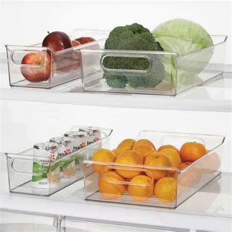 Mdesign Wide Plastic Kitchen Pantry Cabinet Food Storage Bin 4 Pack