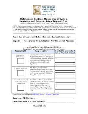 Fillable Online Departmental Account Setup Request Form Fax Email Print