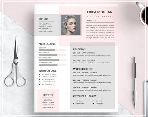 Pink Resume Template For Word Pages Creative Cv Template Etsy Canada Hot Sex Picture