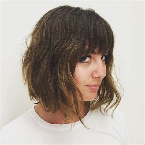 Layered Long Bob Haircut With Bangs