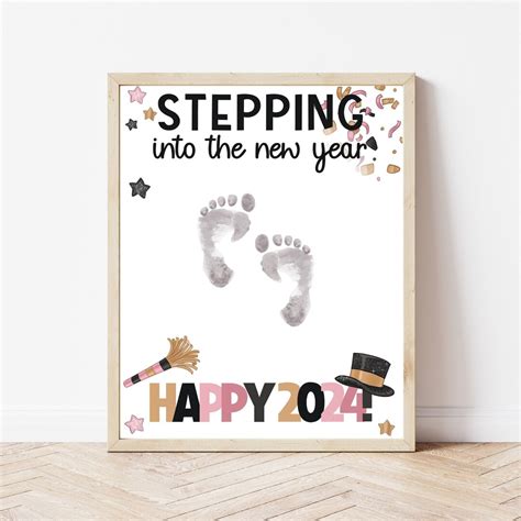 New Year Footprint Keepsake Handprint Art New Years 2024 Holiday