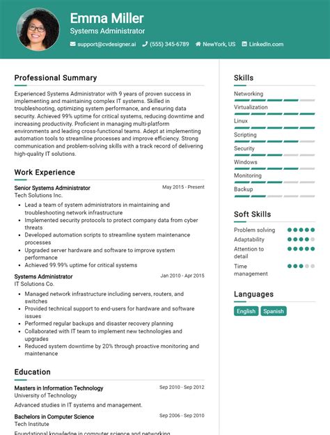 Systems Administrator CV Example For 2024 Effective CV Writing Tips