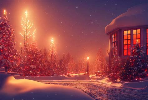 Premium Photo A Beautiful Outdoor Christmas Scene Illustration Of A