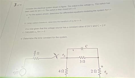 Solved 3 Of 4 Consider The Electrical System Shown In