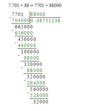 Hola Pueden ayudarme con esta división 7 701 entre 88 paso a paso