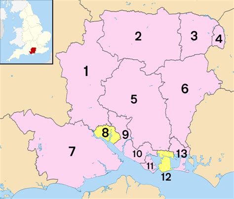 A Map of Hampshire England. Hampshire UK Map