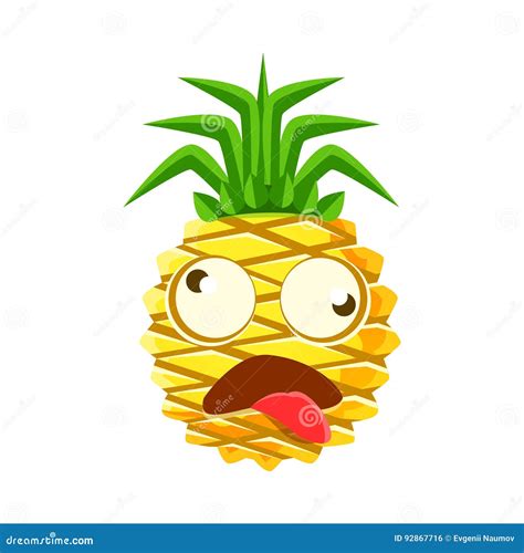 Dizzy Pineapple Emoticon Cute Cartoon Emoji Character Vector