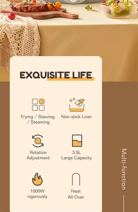 Dreepor Electric Cooker Multifunctional Rice Household Non Stick Shabushabu Hot Pot Cooker L