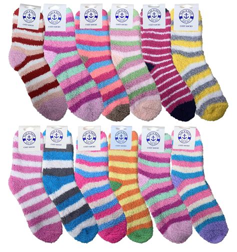 Excell Womens Fuzzy Socks Crew Socks Warm Butter Soft 12 Pair Pack Solid Fuzzy B 9 11