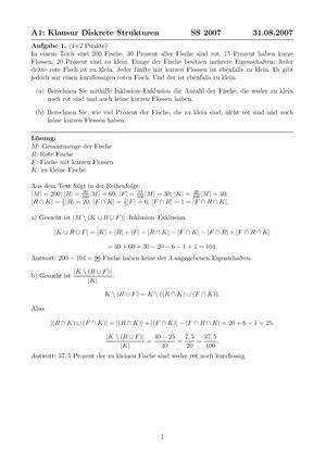 Diskrete Mathematik klausur Mathematisches Institut der Universität