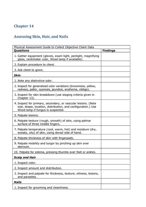 Assessing Skin Hair And Nails Chapter 14 Assessing Skin Hair And Nails Physical Assessment